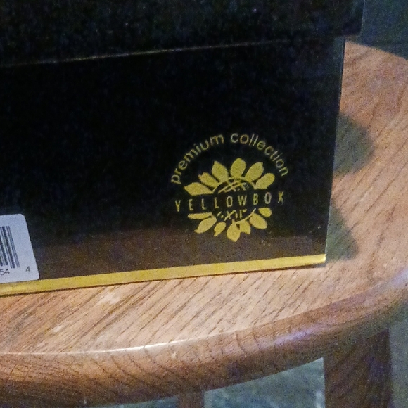 Yellow Box Black Sandals with Gold Accents - Picture 3 of 8
